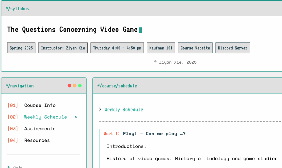 The Questions Concerning Video Game